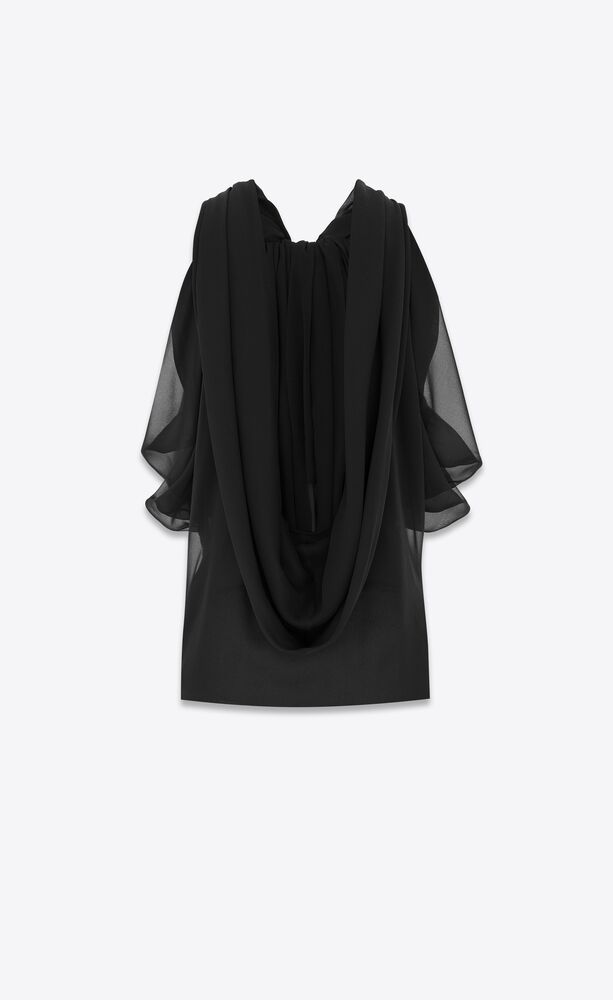 Lavallière-neck blouse in silk muslin crepe | Saint Laurent | YSL.com