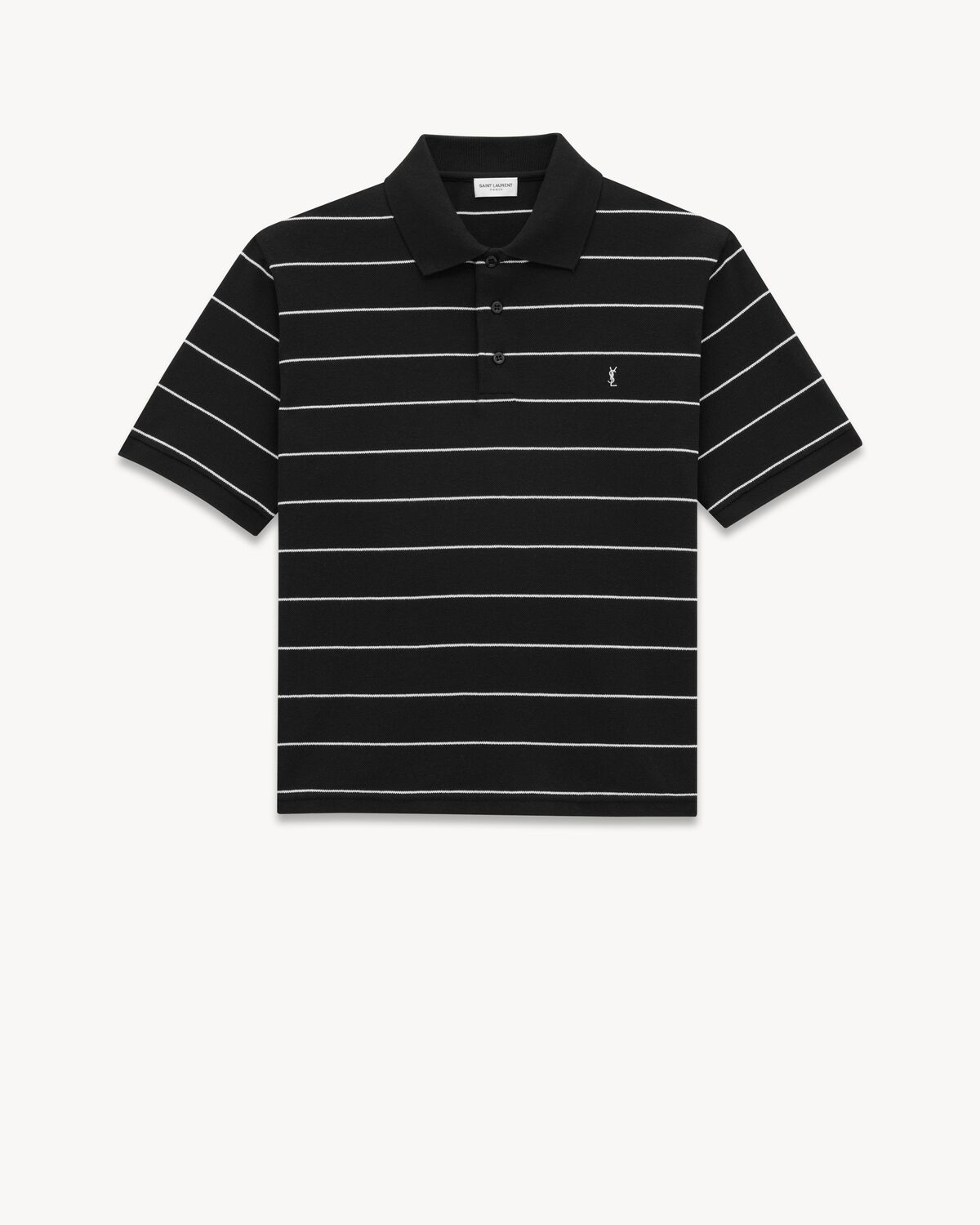 CASSANDRE POLO SHIRT IN STRIPED PIQUE Saint Laurent YSL