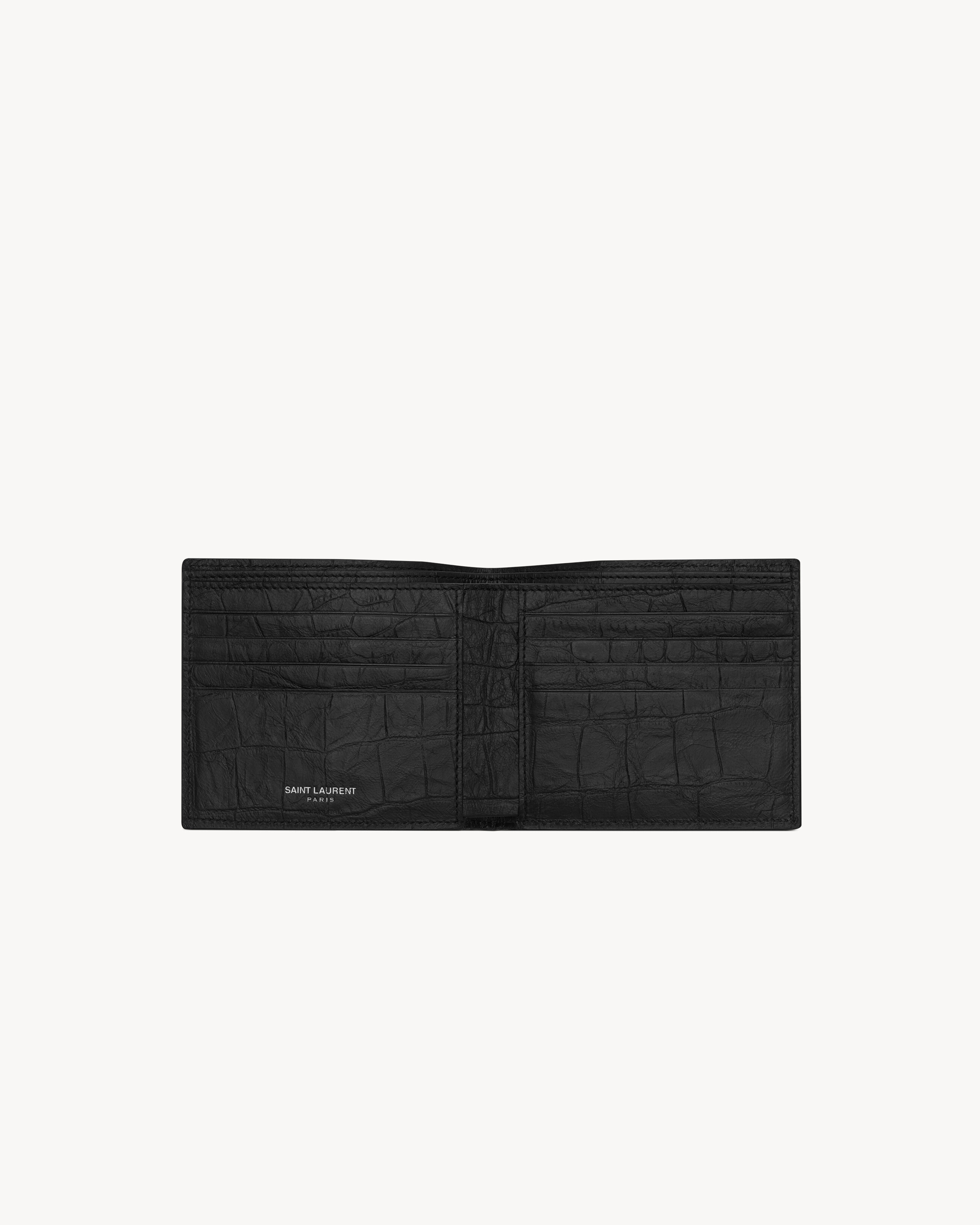 Monogram鱷魚皮壓紋橫向皮革錢包