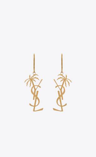 monogram palm earrings in metal