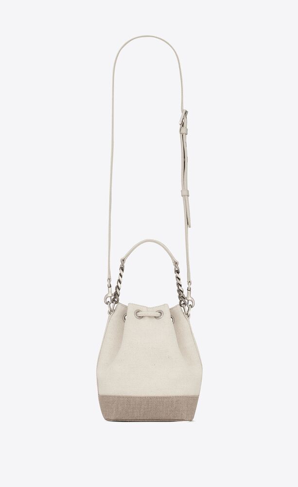 rive gauche mini bucket bag in canvas and leather