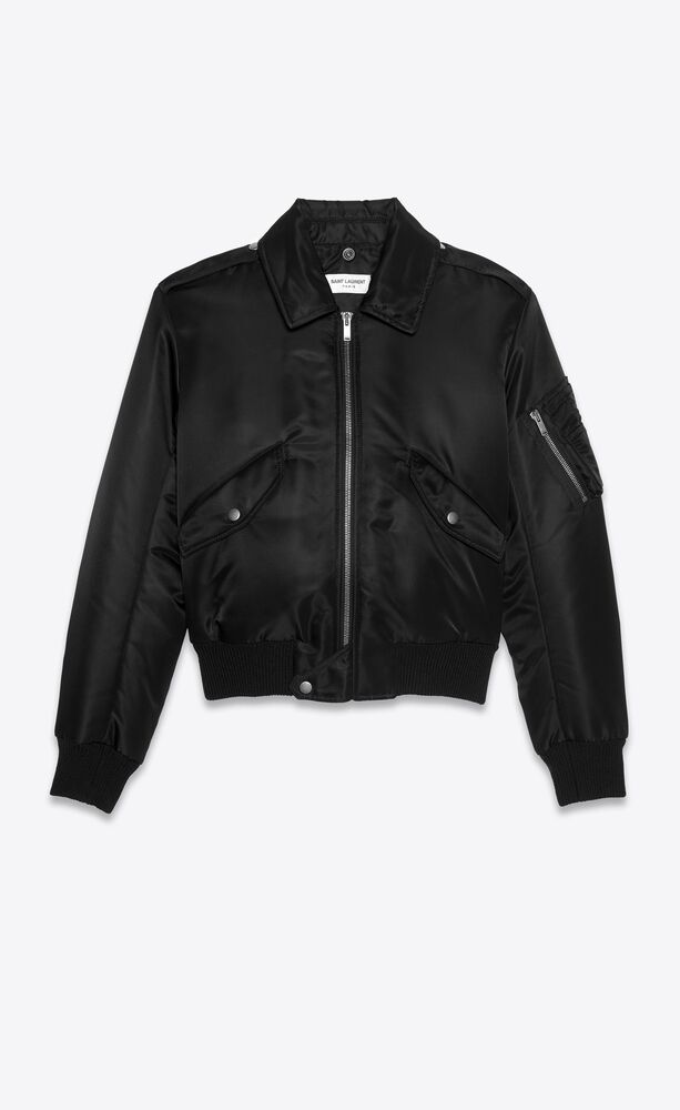 BOMBER ARMY IN NYLON AND SHEARLING | Saint Laurent Zimbabwe | YSL.com