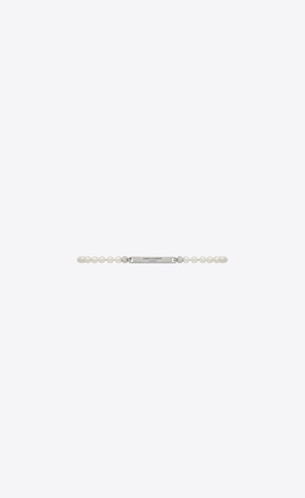 bracelet à plaque id et perles en métal