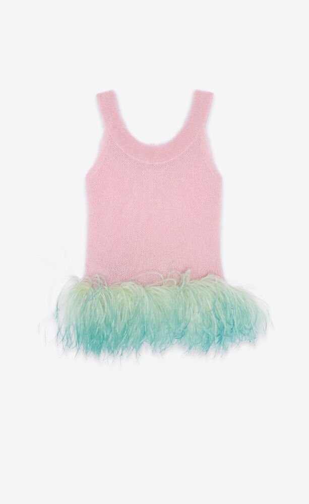 tank top in mohair and feathers