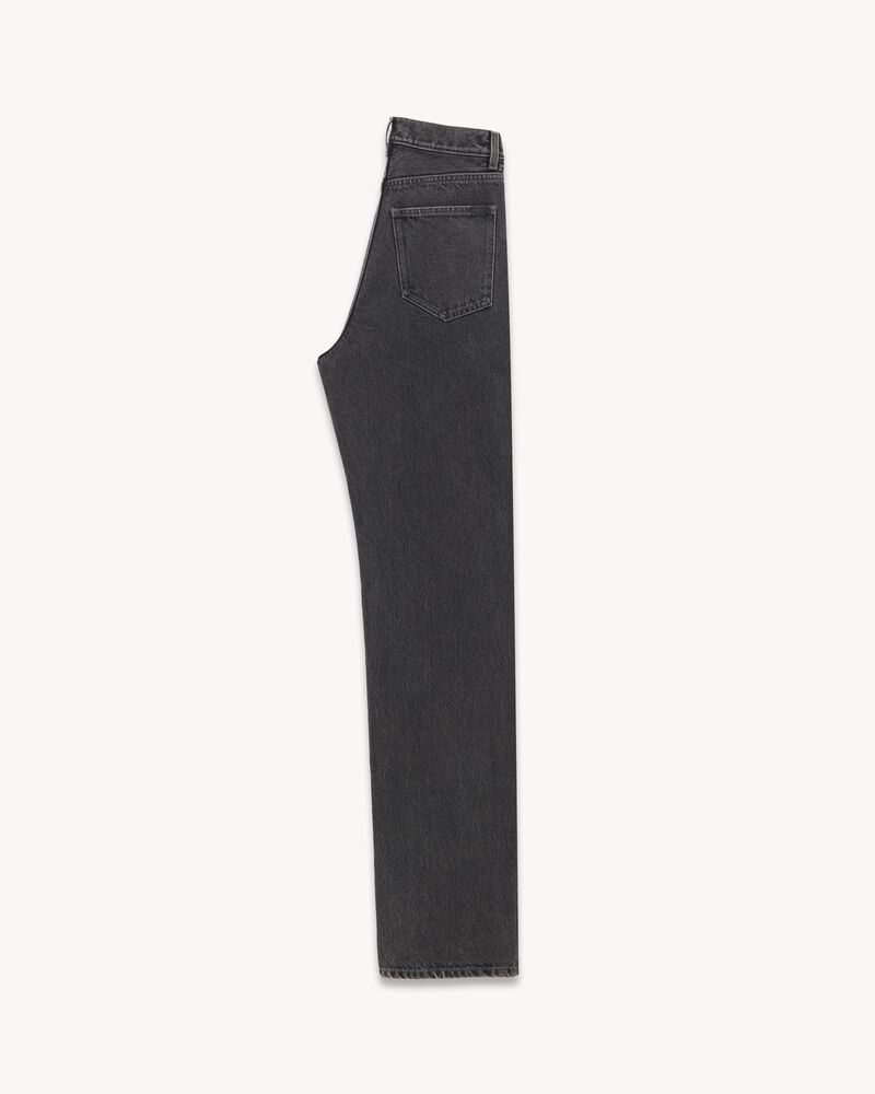 Jeans larghi e lunghi con vita a V in denim nero anni ‘90