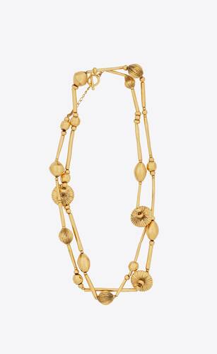 asymmetric beads long necklace in metal