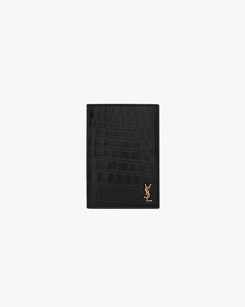 TINY CASSANDRE PASSPORT CASE IN CROCODILE-EMBOSSED LEATHER