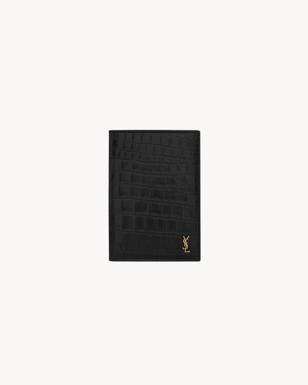 TINY CASSANDRE PASSPORT CASE IN CROCODILE-EMBOSSED LEATHER