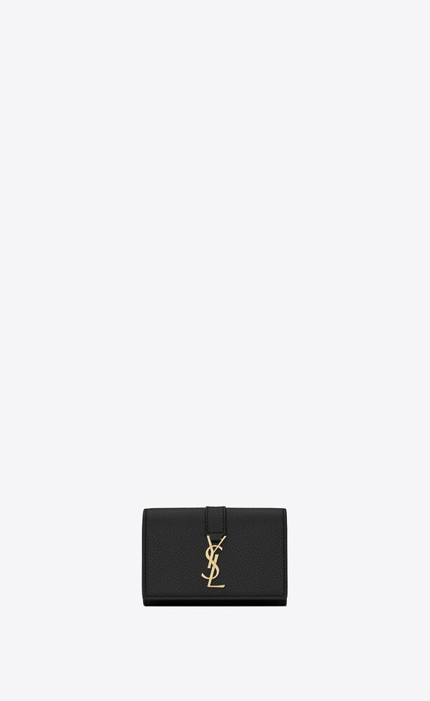 ysl line key case in grained leather