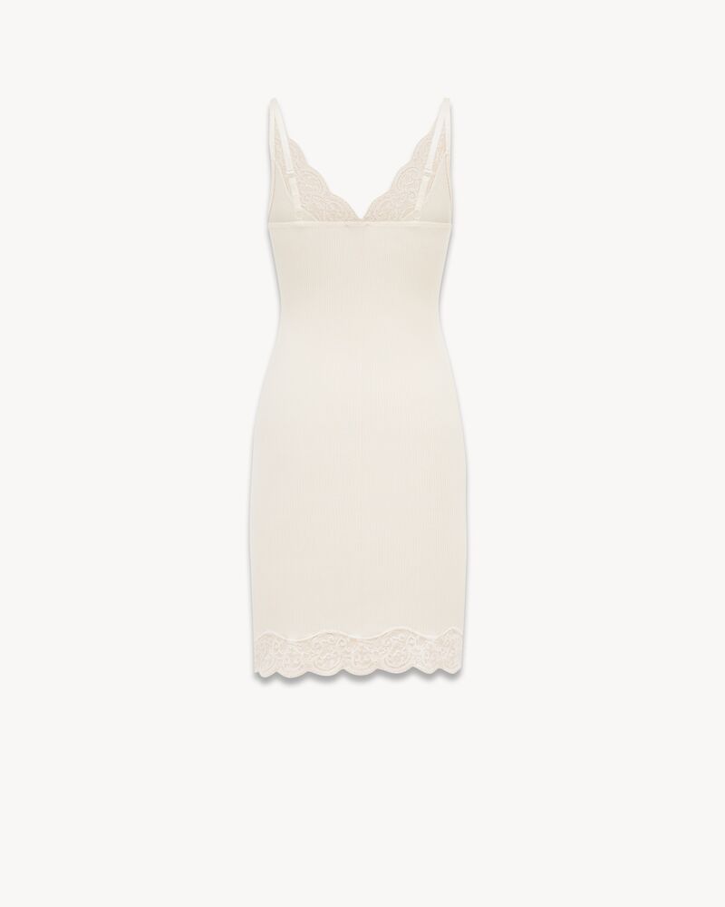 Laced Slip Dress in Ribbed Silk Jersey