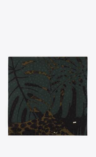 large square scarf in nocturnal jungle leopard silk jacquard
