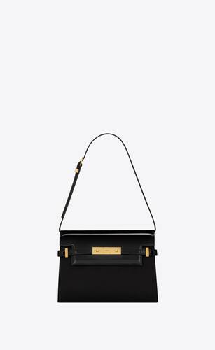 manhattan small shoulder bag in silk satin and leather