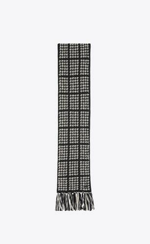 checked pied de poule scarf in wool knit and cashmere
