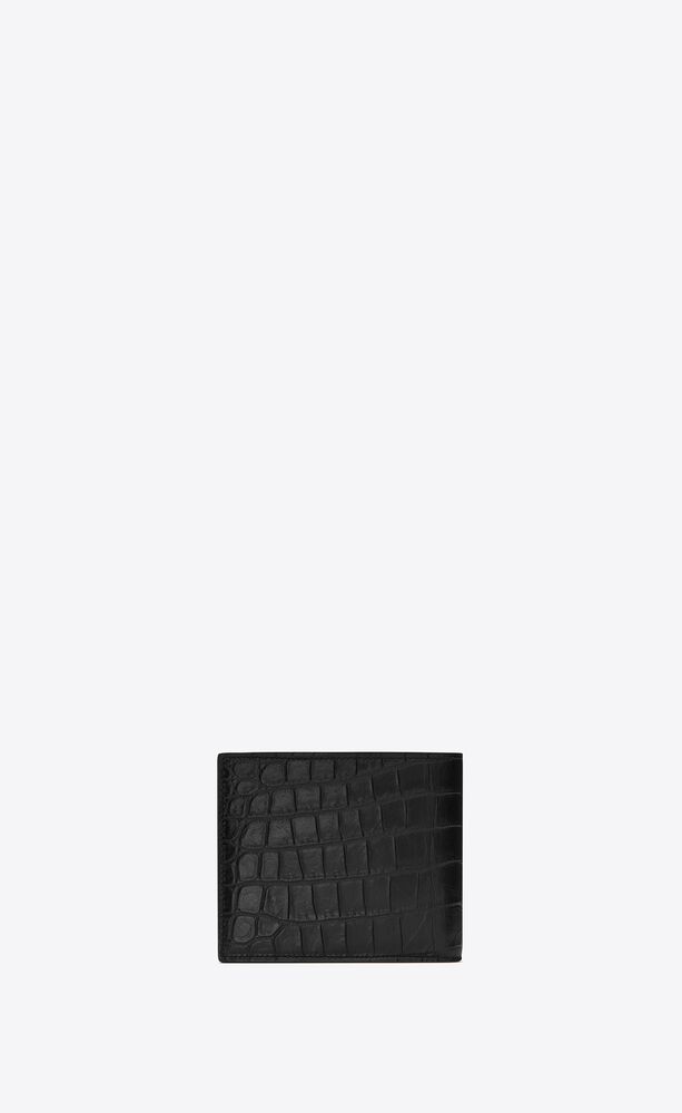 Saint Laurent Black Croc Tiny Monogram East/West Wallet - ShopStyle