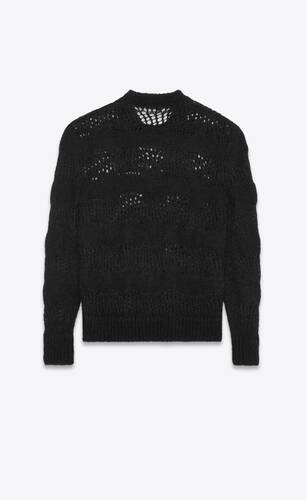 Ladder-knit sweater in mohair | Saint Laurent | YSL.com