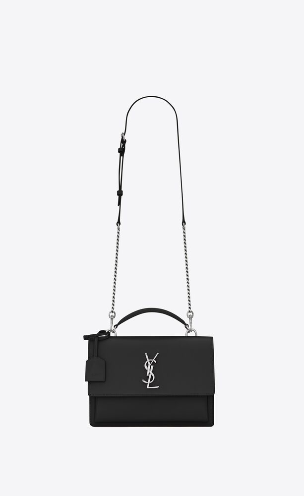 Saint Laurent Babylone Chain Shoulder Bag Leather Medium Black