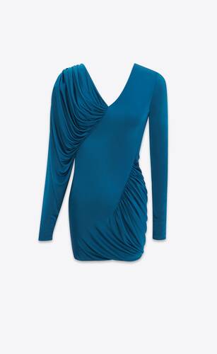 draped dress in shiny jersey