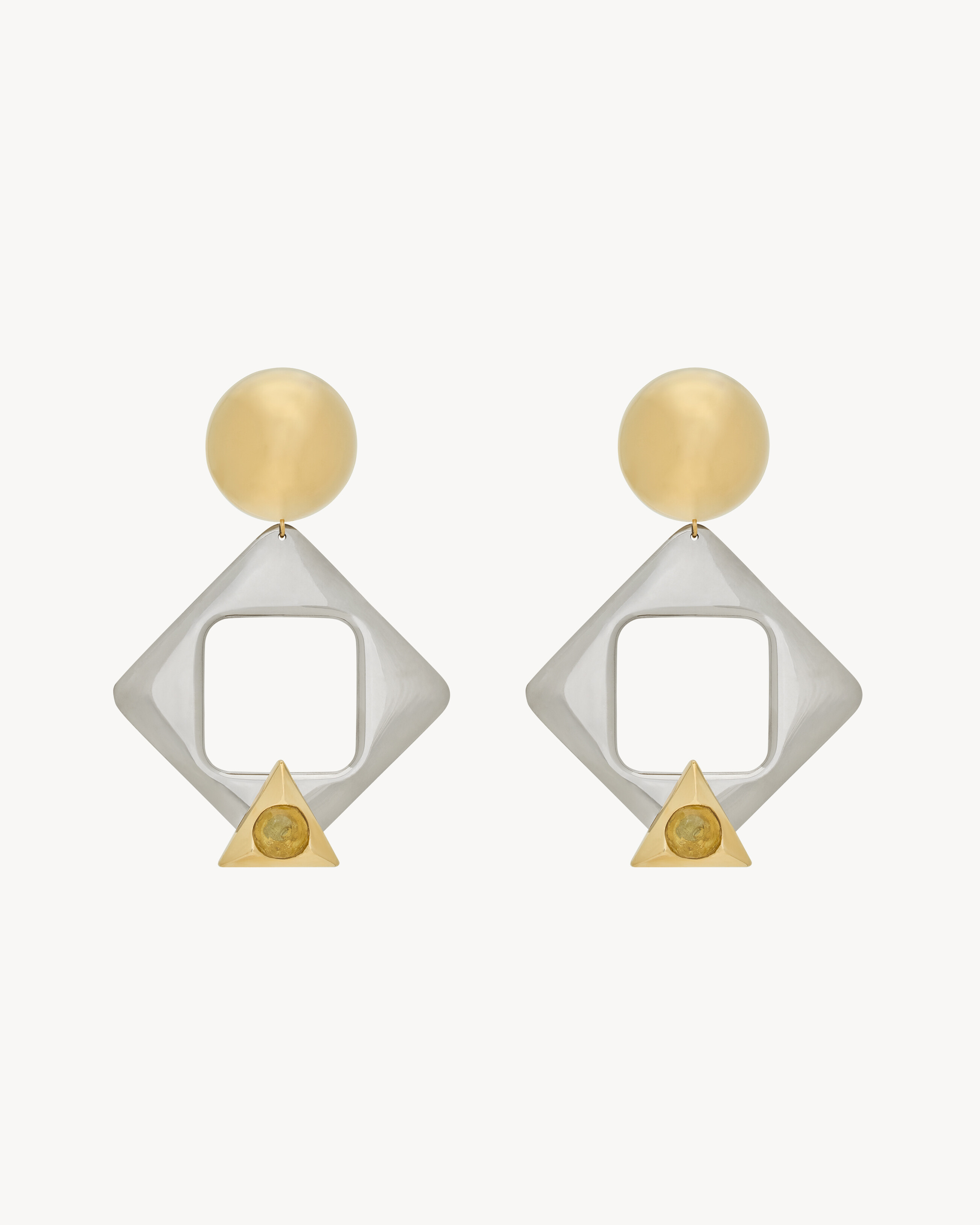 geometric earrings in resin and metal