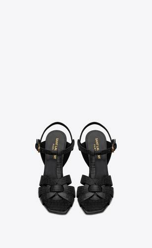 TRIBUTE sandals in crocodile-embossed shiny leather | Saint Laurent ...
