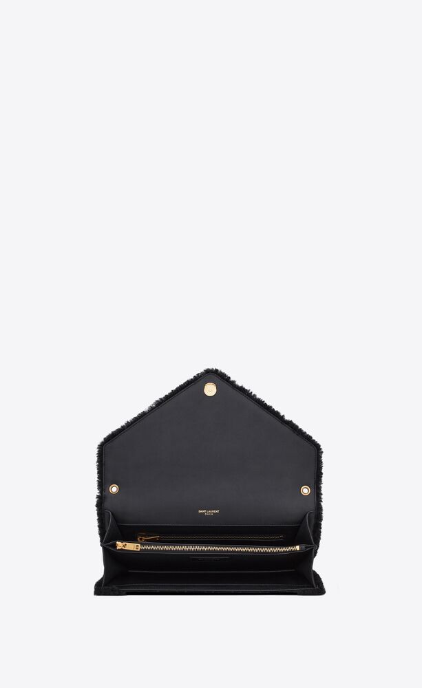 gaby satchel in quilted suede and shearling