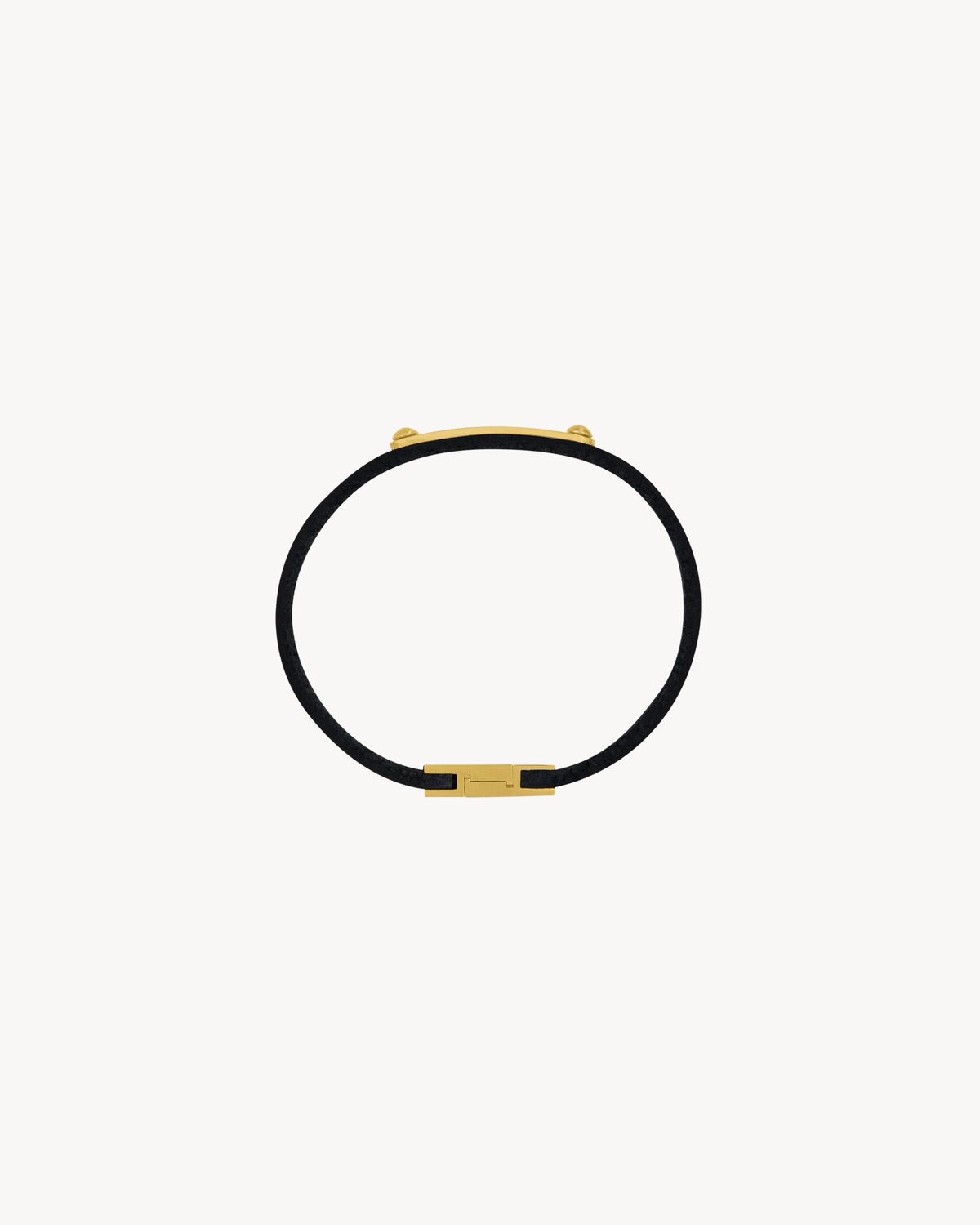 bracciale con placca ID Saint Laurent in pelle morbida e metallo