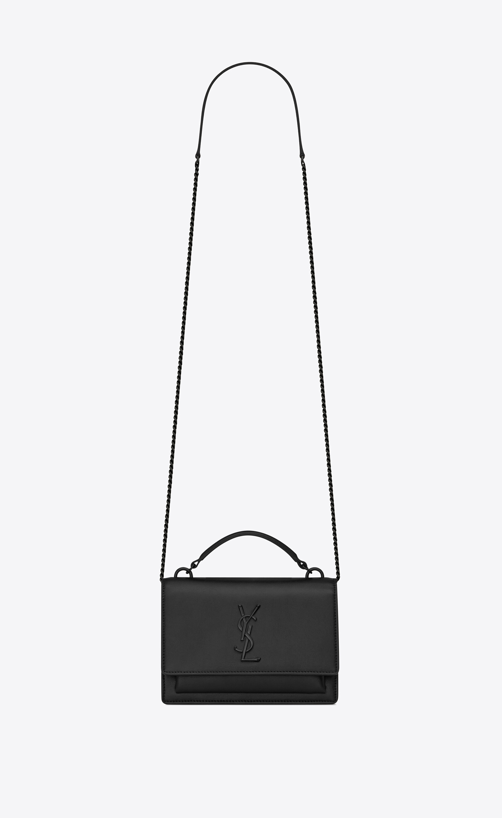 Saint Laurent Model: Sunset Chain Wallet Leather For Sale at 1stDibs