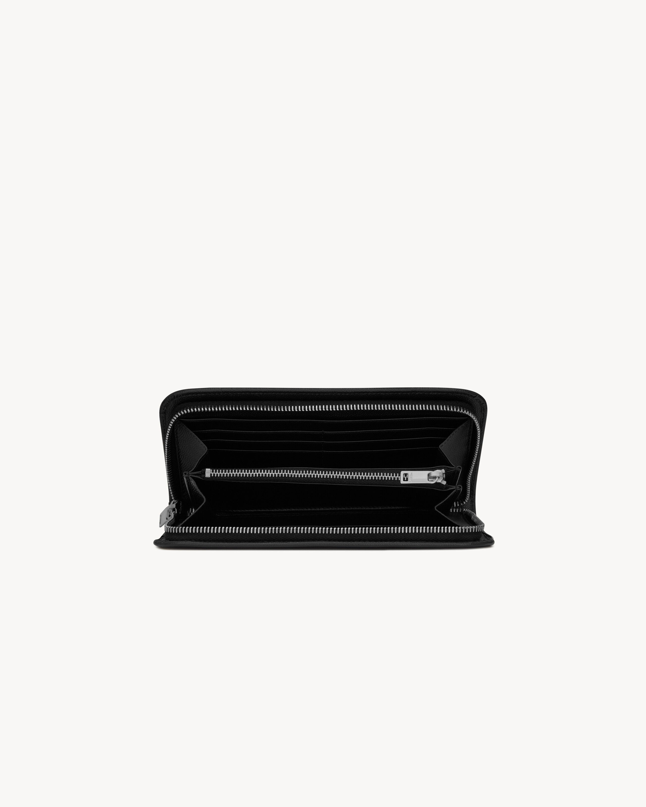 SAINT LAURENT PARIS zip around wallet in grain de poudre embossed leather