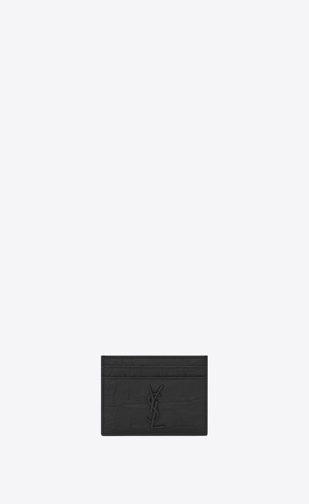 cassandre card case in crocodile-embossed leather