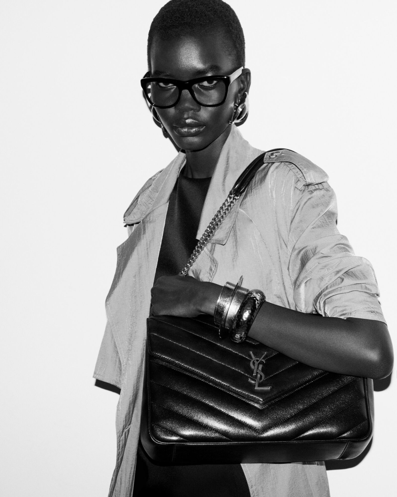 Saint Laurent Women New Loulou Large Bag In Matelassé Lambskin