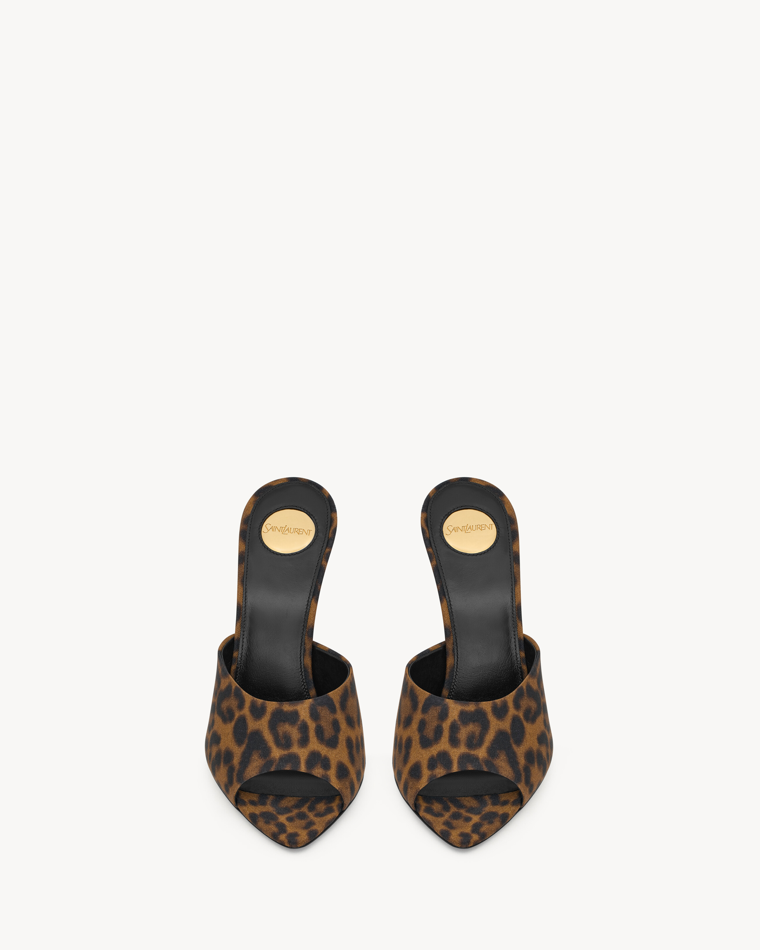 GOLDIE mules in leopard grosgrain