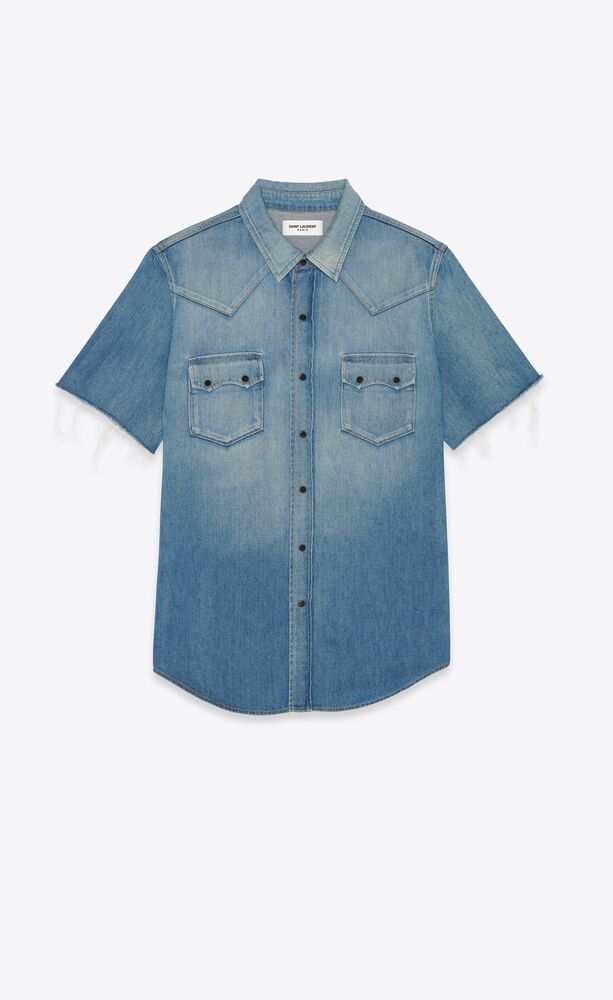 chemise classique en denim light lake blue
