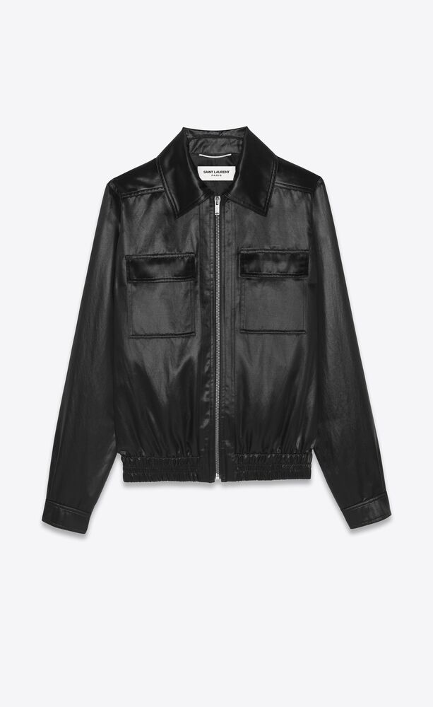 Zipped jacket in satin chintz | Saint Laurent | YSL.com