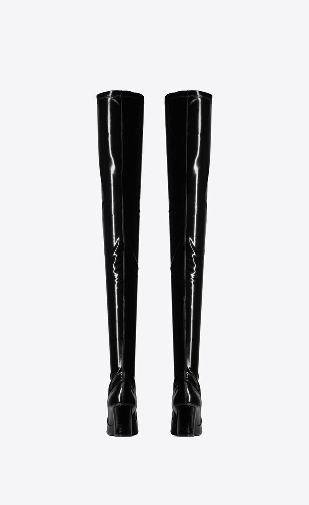 betty over-the-knee boots in stretch vinyl