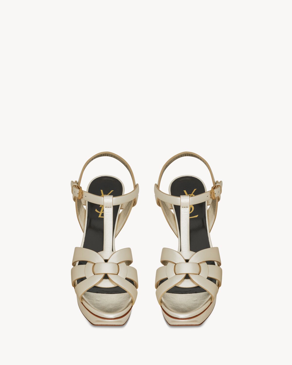 tribute sandals in metallic leather