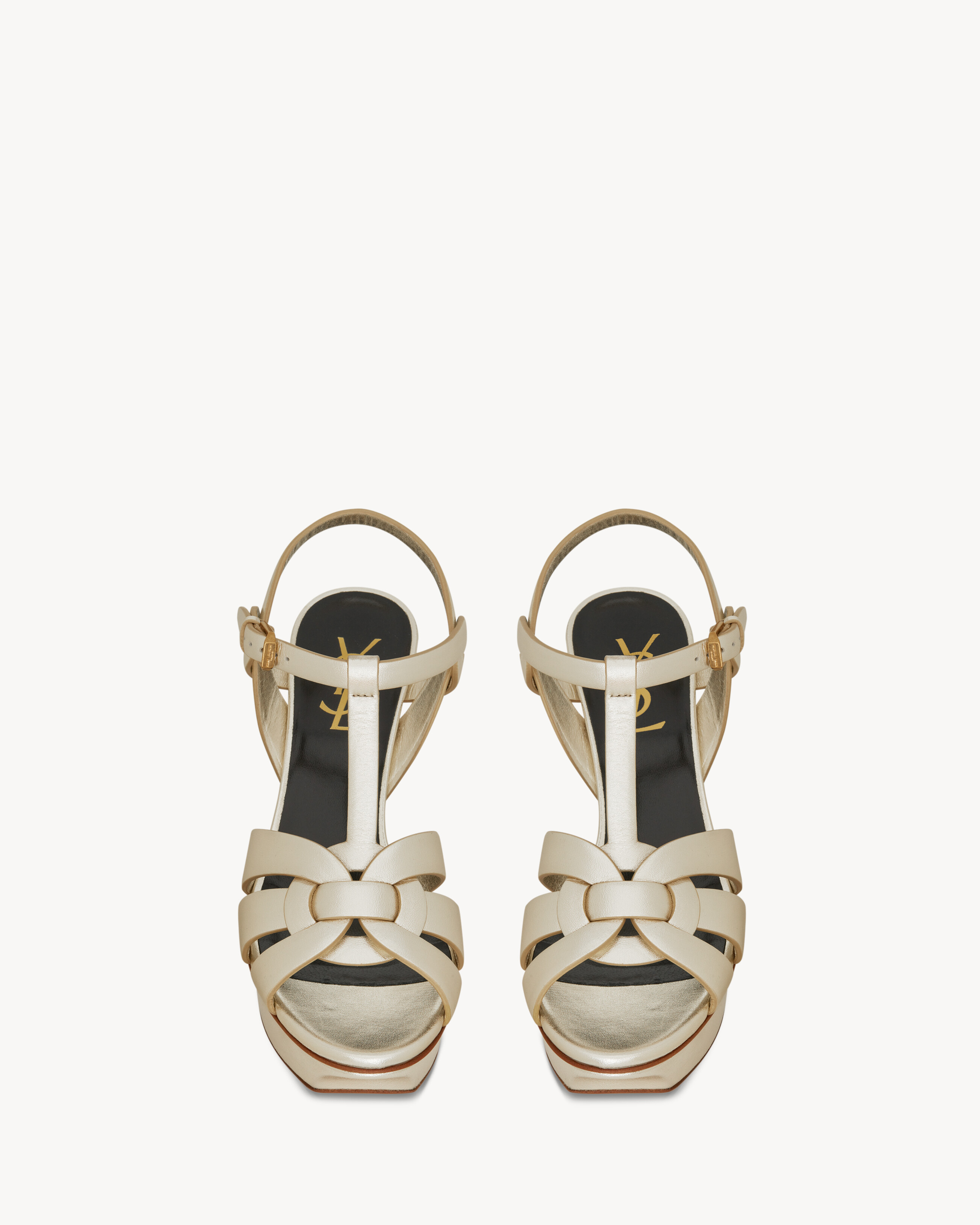 TRIBUTE platform sandals in metallic leather