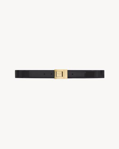 Saint Laurent Box Laque Ysl Leather Belt, Cream / Bronze, Women's, 36in / 90cm, Belts Leather Belts