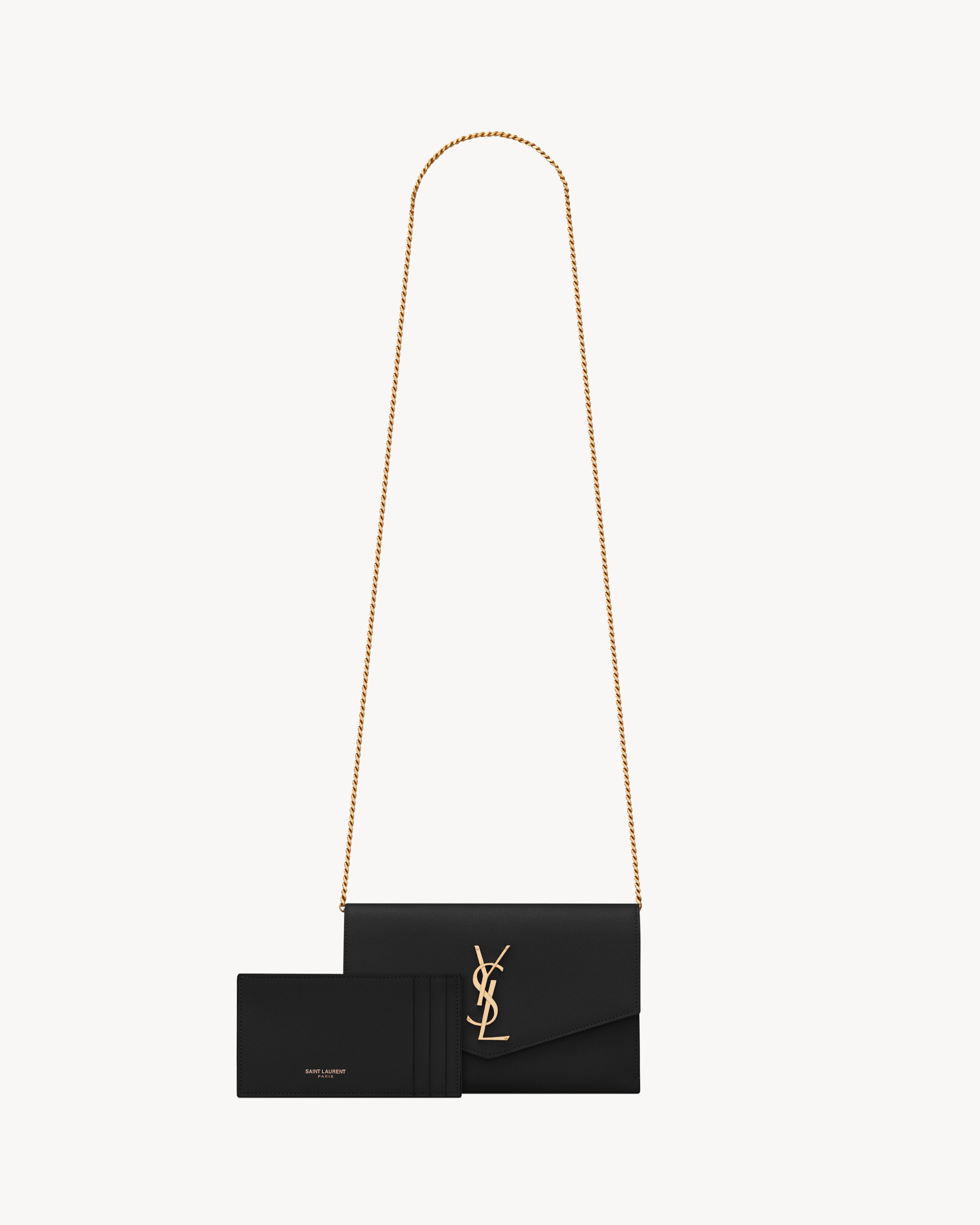 UPTOWN CHAIN WALLET IN GRAIN DE POUDRE EMBOSSED LEATHER