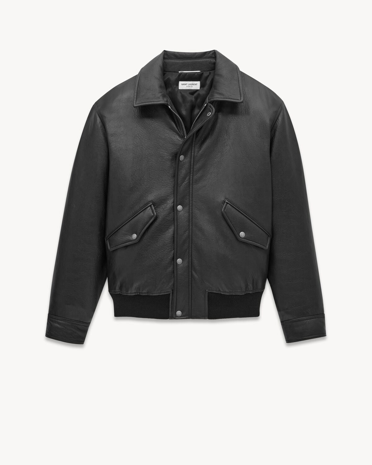 bomber jacket in grained lambskin