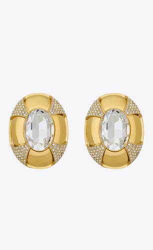 saharienne earrings in metal and rhinestones