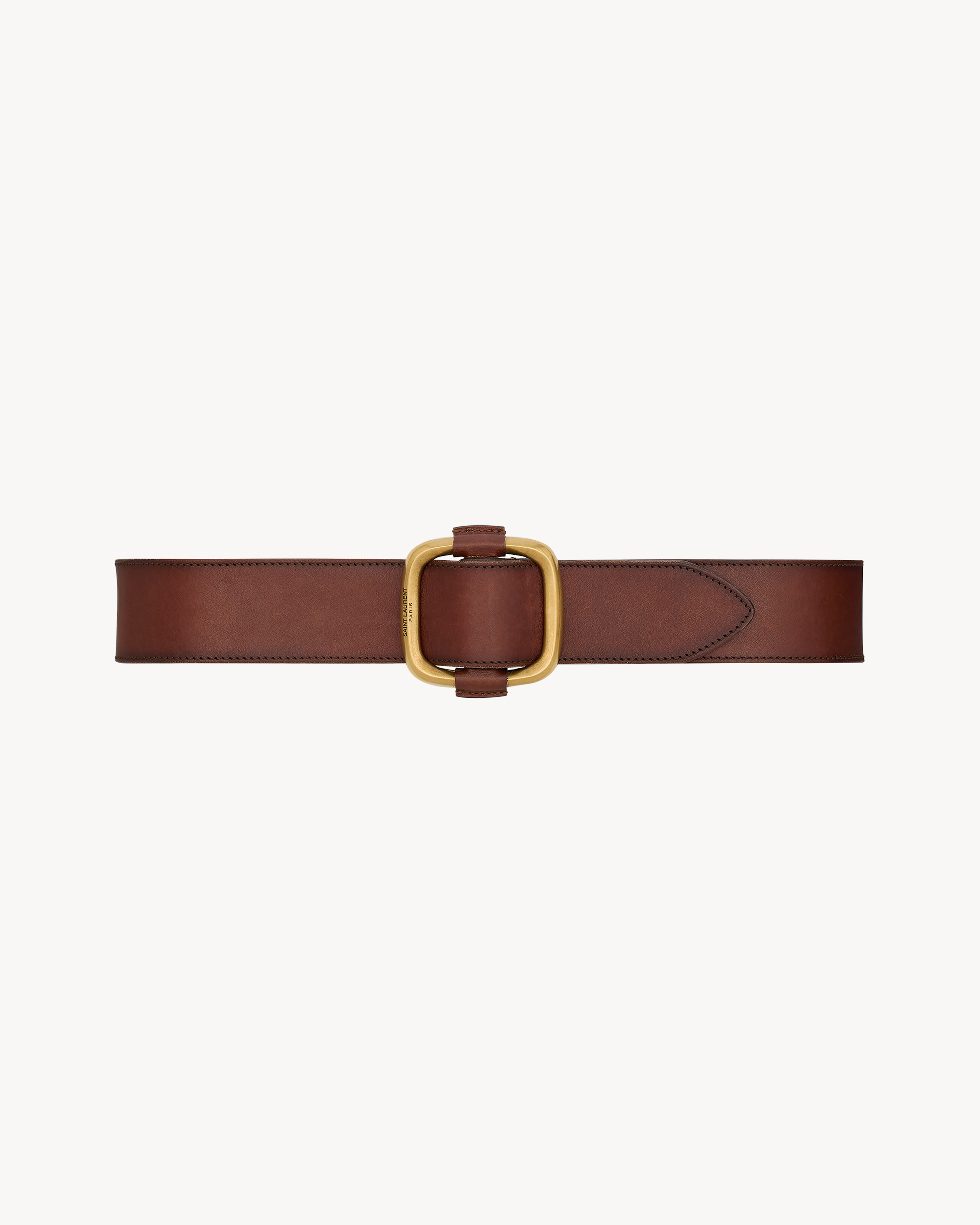 Oval wide belt in leather | Saint Laurent | YSL.com