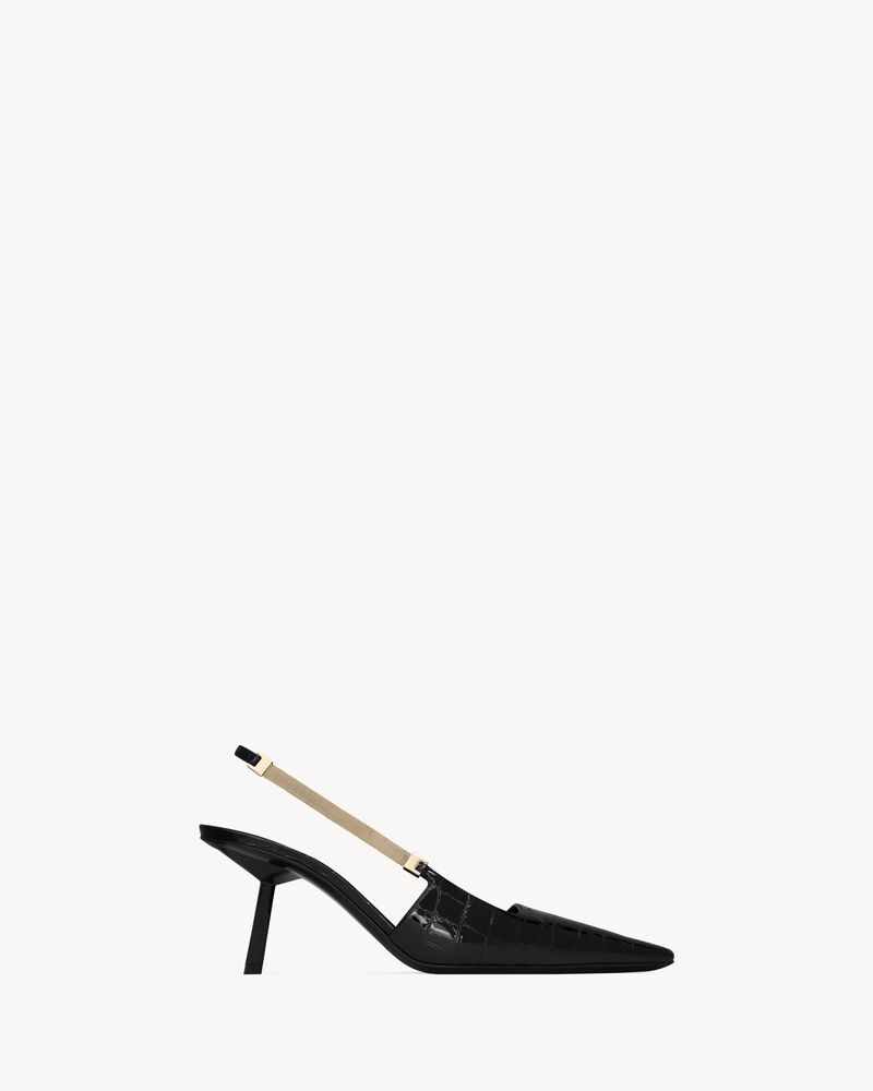 BLAKE Slingback-Pumps aus Leder mit Krokoprägung