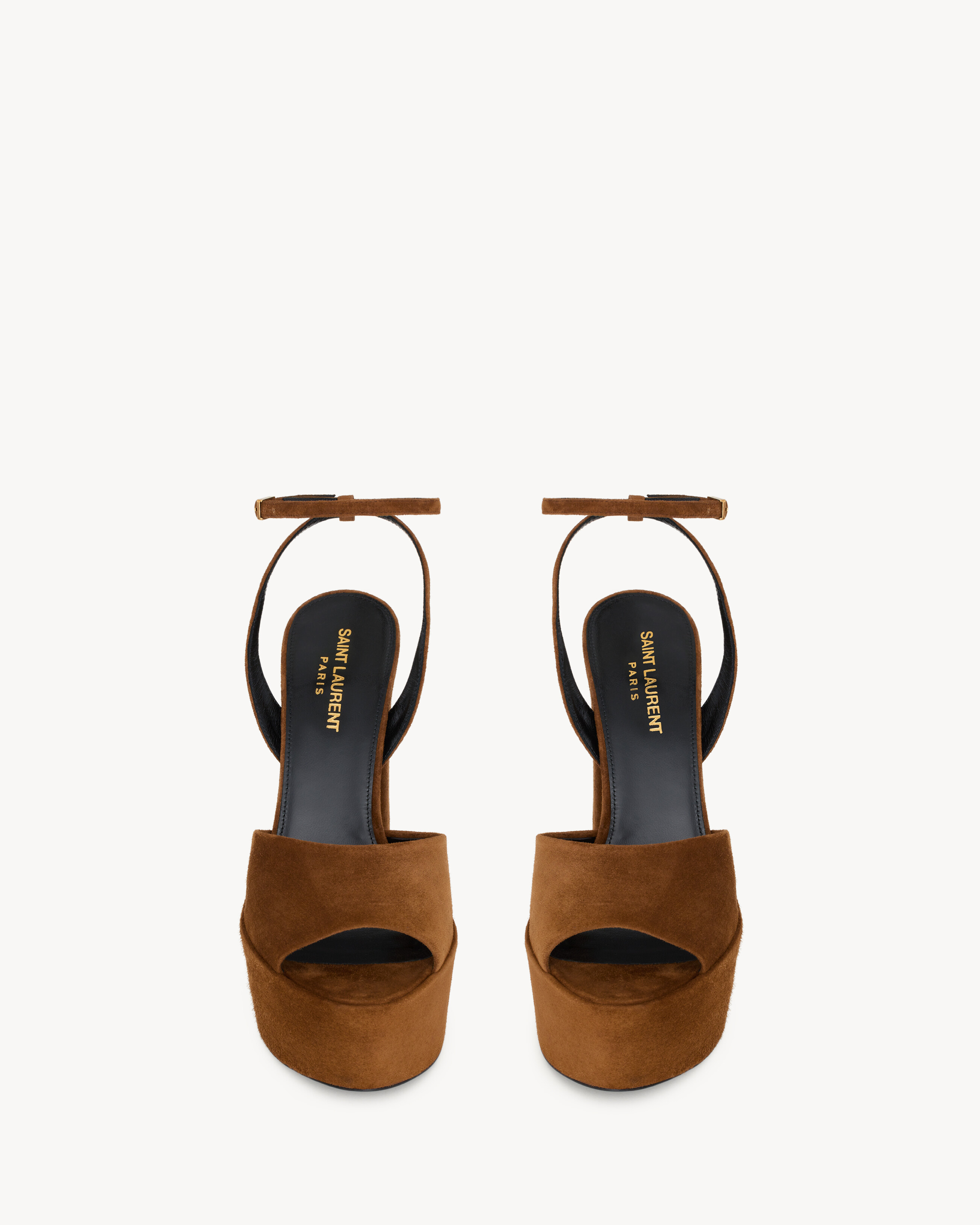 JODIE platform sandals in suede in Brown Saint Laurent YSL EN-MC