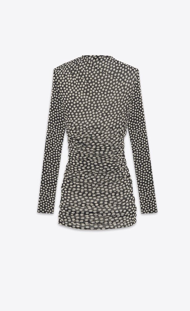 Ruched dress in dotted tulle, Saint Laurent