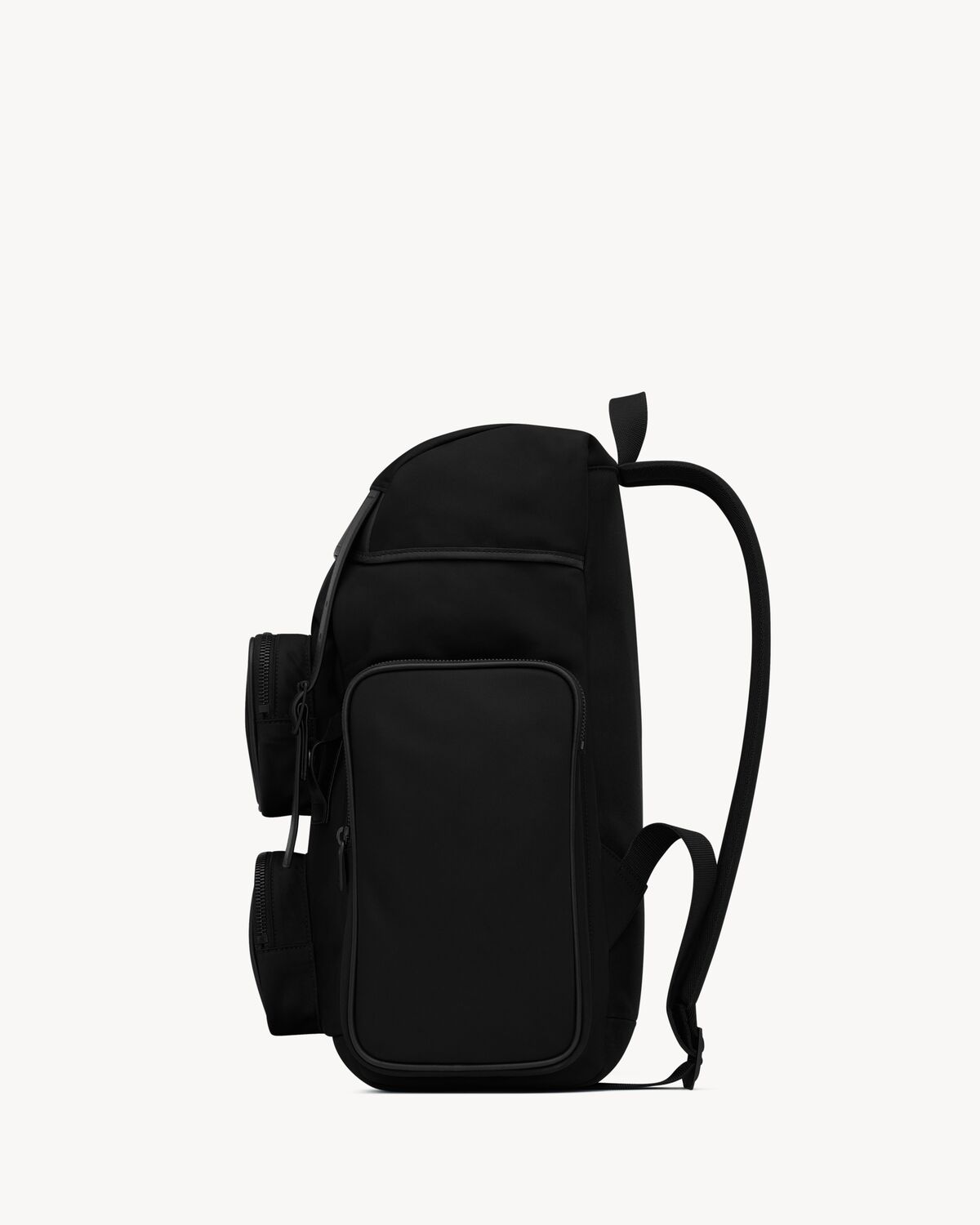 city multi-pocket backpack in econyl®, smooth leather and nylon