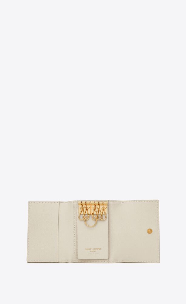 CASSANDRE MATELASSÉ key case in grain de poudre embossed leather, Saint  Laurent