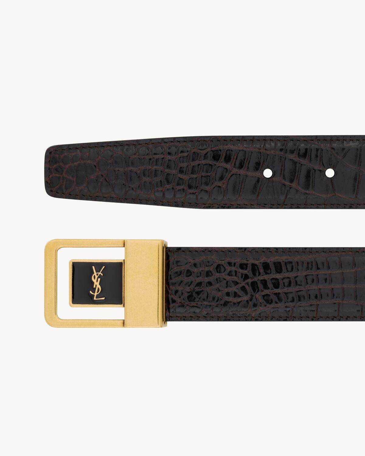 LA 66 buckle belt in crocodile-embossed leather