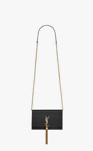 kate chain wallet with tassel in satin