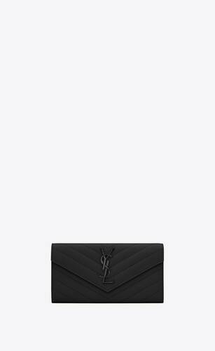 monogram large flap wallet in grain de poudre embossed leather