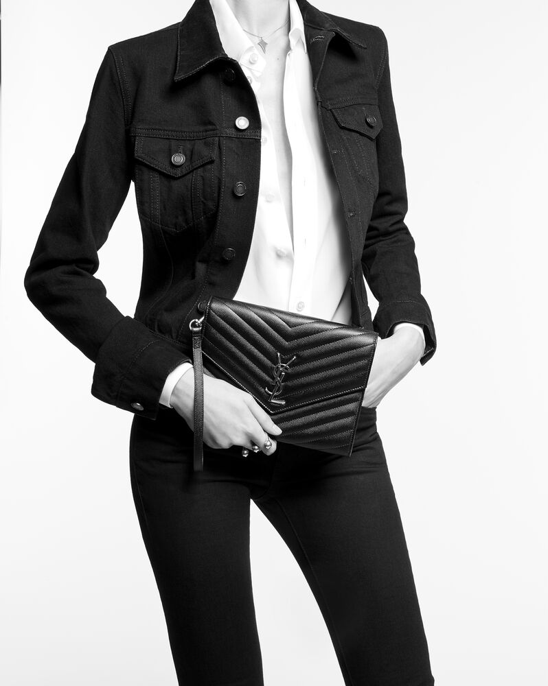 CASSANDRE MATELASSÉ FLAP POUCH in quilted grain de poudre embossed leather, Saint Laurent