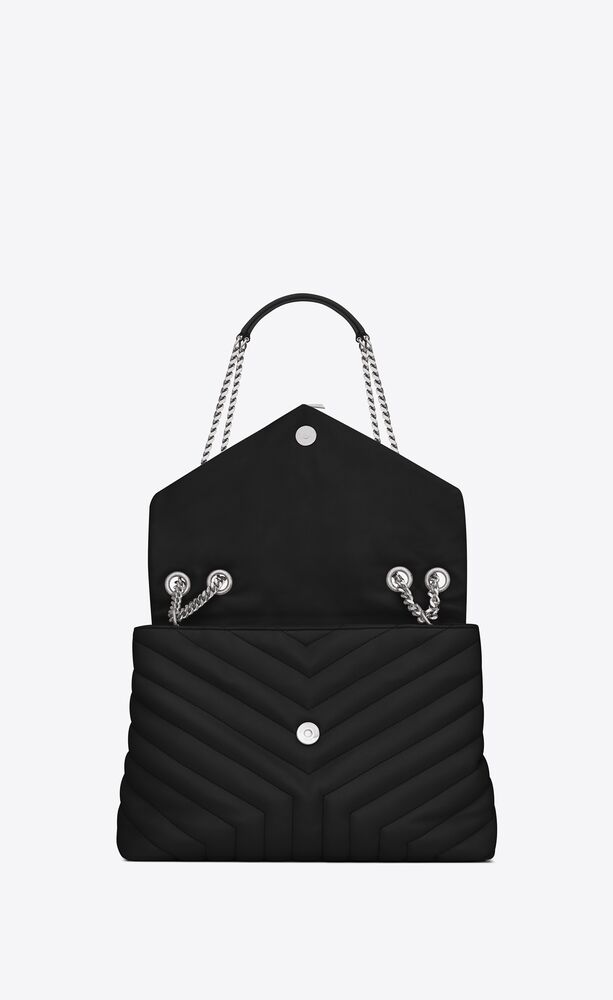 Saint Laurent black / silver 2022 Quilted Matelasse Leather YSL Monogram  Medium Lou Lou Chain Shoulder Bag ref.1009417 - Joli Closet